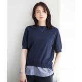 レイヤード風ストライプ切替ニットプルオーバー UVカット 接触冷感 | OFUON | 詳細画像2