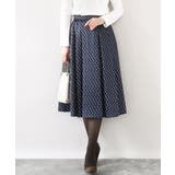 幾何柄タックフレアースカート/洗える | OFUON | 詳細画像1 