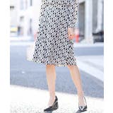 ブラック | スクエア幾何柄ジャージスカート/洗える | OFUON