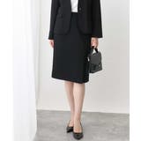 ブラック | [セットアップ対応]ストレッチラップ風スカート/洗える | OFUON