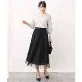 チュールサテンプリーツスカート/洗える | OFUON | 詳細画像4 