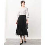 チュールサテンプリーツスカート/洗える | OFUON | 詳細画像5 