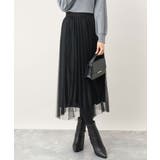 ブラック | チュールサテンプリーツスカート/洗える | OFUON