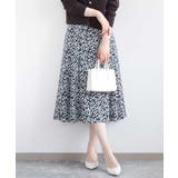 ネイビー | レトロフラワープリントスカート/洗える | OFUON