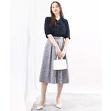 フロッキープリントタックスカート | OFUON | 詳細画像17 