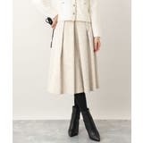 ベージュ | フロッキープリントタックスカート | OFUON