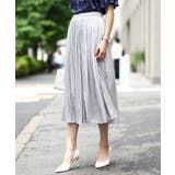 ライトグレー | サテンプリーツ加工フレアースカート/洗える | OFUON