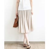 ベージュ | 楊柳ラメタックギャザースカート/洗える | OFUON