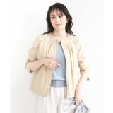 ベージュ | ナイロンストレッチノーカラーブルゾン/洗える/WEB限定サイズあり | OFUON