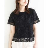 ブラック | スカラップレースTシャツ/接触冷感/洗える/WEB限定サイズあり | OFUON