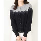 ネイビー | スカラップレース配色ニットカーディガン/洗える/WEB限定サイズあり | OFUON