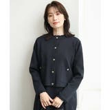 ネイビー | レースディテールニットジャケット/洗える/WEB限定サイズあり | OFUON