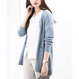 ブルー | 着流しシアーニットカーディガン/洗える | OFUON
