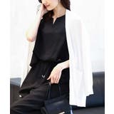 ホワイト | 着流しシアーニットカーディガン/洗える | OFUON