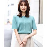 パール調釦デザイン五分袖ニットカーディガン/洗える | OFUON | 詳細画像2 