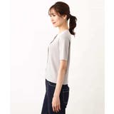 パール調釦デザイン五分袖ニットカーディガン/洗える | OFUON | 詳細画像25 