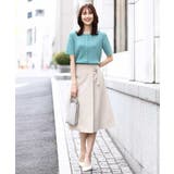 パール調釦デザイン五分袖ニットカーディガン/洗える | OFUON | 詳細画像3 