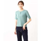 パール調釦デザイン五分袖ニットカーディガン/洗える | OFUON | 詳細画像32 