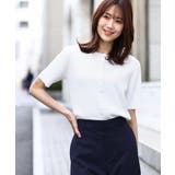 パール調釦デザイン五分袖ニットカーディガン/洗える | OFUON | 詳細画像6 