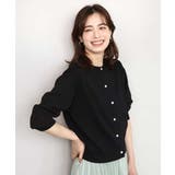 ブラック | 異素材スリーブニットカーディガン/接触冷感/UVカット/洗える/セットアップ可 | OFUON
