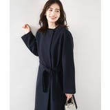 ネイビー | ウール混ノーカラーコート/WEB限定サイズあり | OFUON