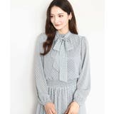 チェック柄ボウタイシフォンブラウス/洗える | MK MICHEL KLEIN | 詳細画像1