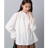 ホワイト | フリルネックディティールブラウス/洗える | MK MICHEL KLEIN