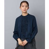 ブルーネイビー | フロントフリルデザインブラウス/洗える | MK MICHEL KLEIN