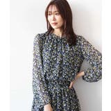 ギャザーフリルネック花柄シフォンブラウス/洗える | MK MICHEL KLEIN | 詳細画像2