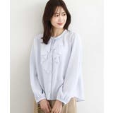 ライトブルー | ラッフルフリルブラウス/洗える | MK MICHEL KLEIN