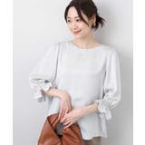 グレージュ | ボリュームスリーブサテンブラウス/洗える | MK MICHEL KLEIN