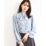 ボウタイ付き花柄シフォンブラウス/洗える | MK MICHEL KLEIN | 詳細画像1 