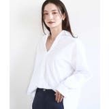 ホワイト | コットン混ベーシックシャツ（無地）/接触冷感/防シワ/洗える | MK MICHEL KLEIN