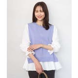 キャンディースリーブブラウス×ニットベスト ツインセット/洗える | MK MICHEL KLEIN | 詳細画像5