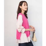 ピンク | キャンディースリーブブラウス×ニットベスト ツインセット/洗える | MK MICHEL KLEIN