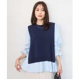 ネイビー | キャンディースリーブブラウス×ニットベスト ツインセット/洗える | MK MICHEL KLEIN