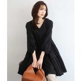 ブラック | Vネックコットンシフォンチュニックブラウス/洗える | MK MICHEL KLEIN