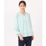 Vネックサテンブラウス/洗える | MK MICHEL KLEIN | 詳細画像14 