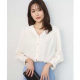 アイボリー | Vネックサテンブラウス/洗える | MK MICHEL KLEIN