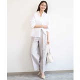 リネン混カラーシャツブラウス/接触冷感/洗える | MK MICHEL KLEIN | 詳細画像3 