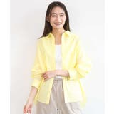 ライトイエロー | リネン混カラーシャツブラウス/接触冷感/洗える | MK MICHEL KLEIN