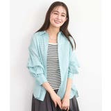 ライトブルー | リネン混カラーシャツブラウス/接触冷感/洗える | MK MICHEL KLEIN