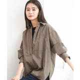 ブラウン | リネン混カラーシャツブラウス/接触冷感/洗える | MK MICHEL KLEIN