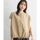 キャメル | [接触冷感/洗える]ドロストデザインバンドカラーブラウス | MK MICHEL KLEIN