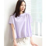 [接触冷感/洗える]ロールネック ギャザースリーブブラウス(半袖) | MK MICHEL KLEIN | 詳細画像1 