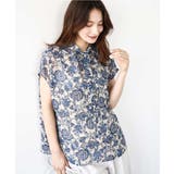ベージュ | [洗える]前後2way/更紗プリント花柄シフォンブラウス | MK MICHEL KLEIN