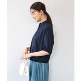 ネイビー | [接触冷感/洗える]クロップド丈シャツ | MK MICHEL KLEIN