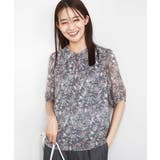 グレー | フラワードットプリントシフォンブラウス/洗える | MK MICHEL KLEIN