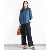 フリルギャザーネックサテンブラウス/接触冷感/洗える | MK MICHEL KLEIN | 詳細画像11