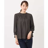 フリルギャザーネックサテンブラウス/接触冷感/洗える | MK MICHEL KLEIN | 詳細画像25